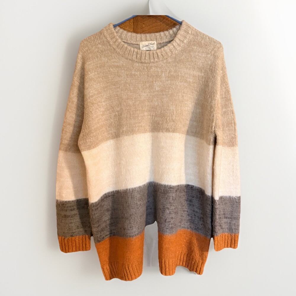 Universal Thread Color Block Pullover Knit Sweater Medium Women’s Tan Orange